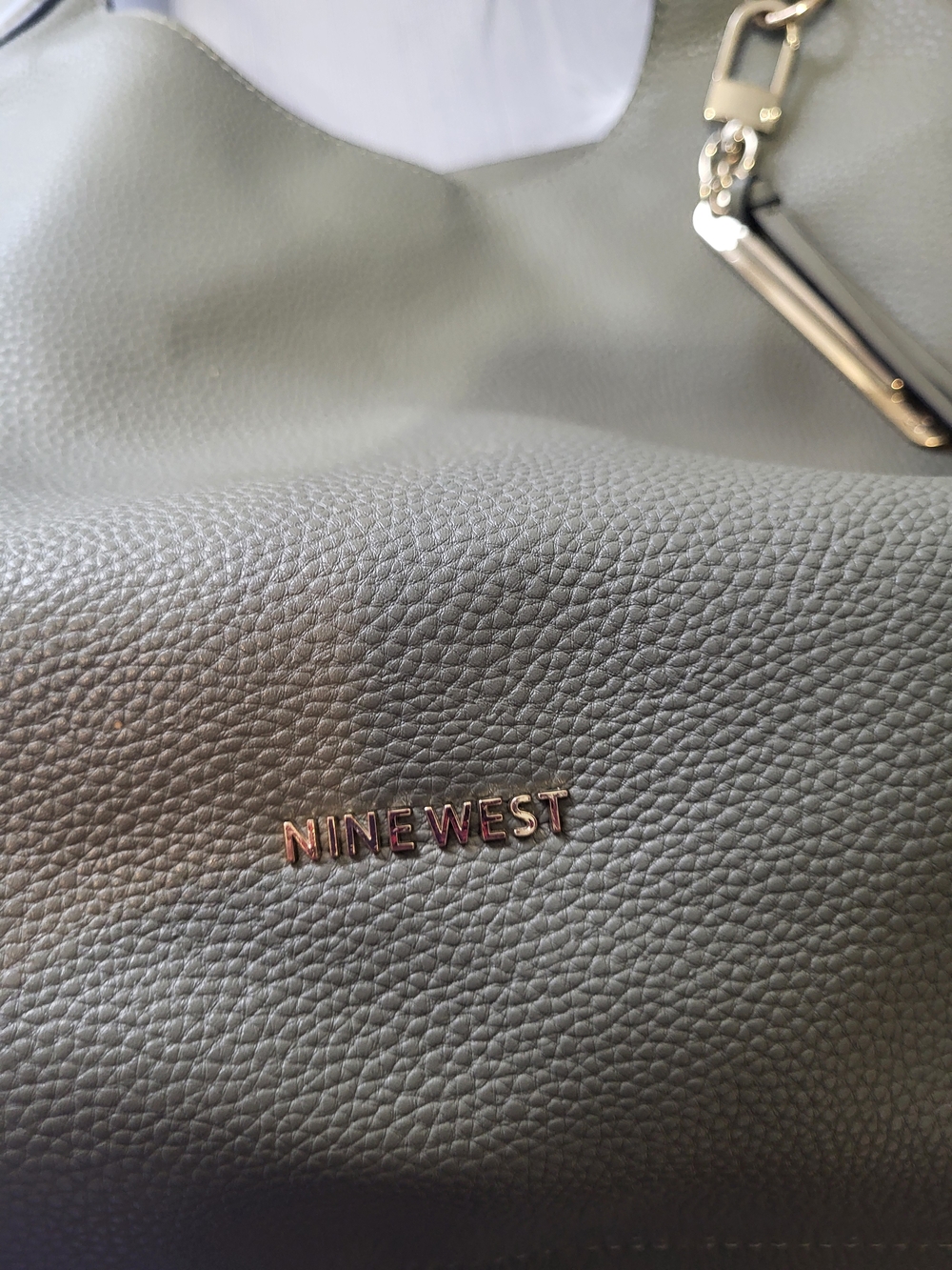 Nine West Olive Green Pebbled Hobo Bag - Picture 5 of 9